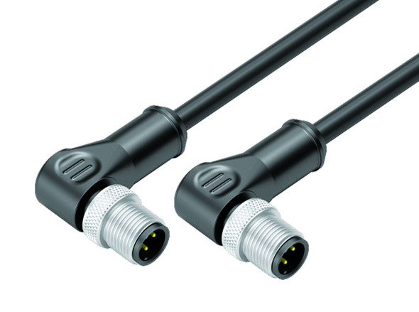 Binder 77-4527-4527-64704-0500 M12-D Connecting cable 2 male angled connector, Contacts: 4, shielded, moulded on the cable, IP67, Ethernet CAT5e, TPE, black, 2 x 2 x AWG 24, 5 m | American Cable Assemblies