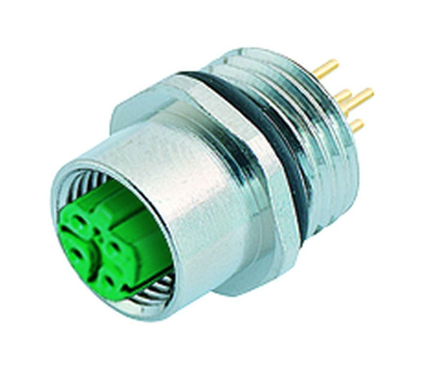 Binder 86-0136-0000-00404 M12-D Female panel mount connector, Contacts: 4, unshielded, THT, IP67, UL, PG 9 | American Cable Assemblies