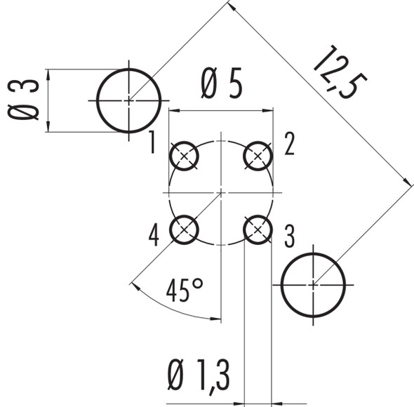 Binder 86-0536-1120-00404 M12-D Female panel mount connector, Contacts: 4, shieldable, THT, IP67, PG 9, front fastened