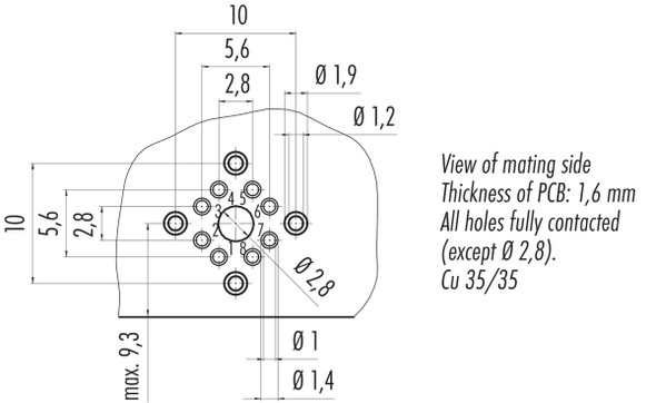 Binder 99-3782-213-08 M12-X Female panel mount connector, Contacts: 8, shieldable, THT, IP67, UL, M12x1,0