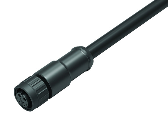 Binder 77-8406-0000-30709-0185 M12-Hybrid Female cable connector, Contacts: 2+7, moulded on the cable, IP69, PUR, black, Power: 2 x 0.75 (AWG 18), Signal: 7 x 0.14 (AWG 26), 1.85 m | American Cable Assemblies