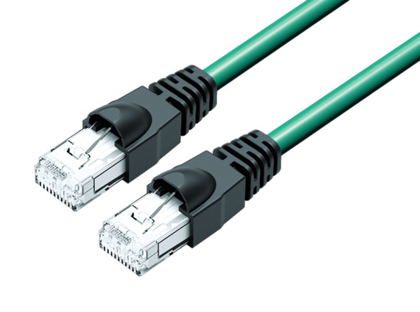 Binder 77-9753-9753-34708-0300 RJ45 Connecting cable 2 RJ45 connector, Contacts: 8, shielded, moulded on the cable, IP20, Ethernet CAT5e, TPE, blue green, 4 x 2 x AWG 24, 3 m | American Cable Assemblies