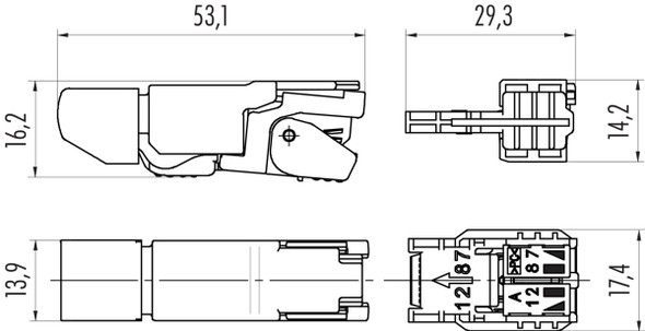 Binder 99-9687-814-08 RJ45 RJ45 connector, Contacts: 8, 5.0-9.0 mm,  shieldable, Piercing technology, IP20, UL - www.