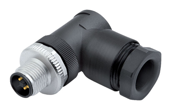 Binder 99-0629-58-04 M12-T Male angled connector, Contacts: 4, 8.0-10.0 mm, unshielded, screw clamp, IP67, UL, VDE | American Cable Assemblies