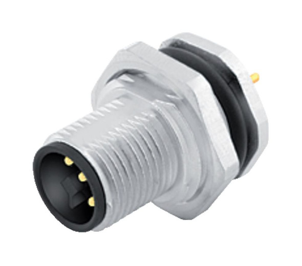 Binder 09-0631-90-04 M12-T Male panel mount connector, Contacts: 4, unshielded, THT, IP68, UL, VDE, M16x1,5, front fastened | American Cable Assemblies