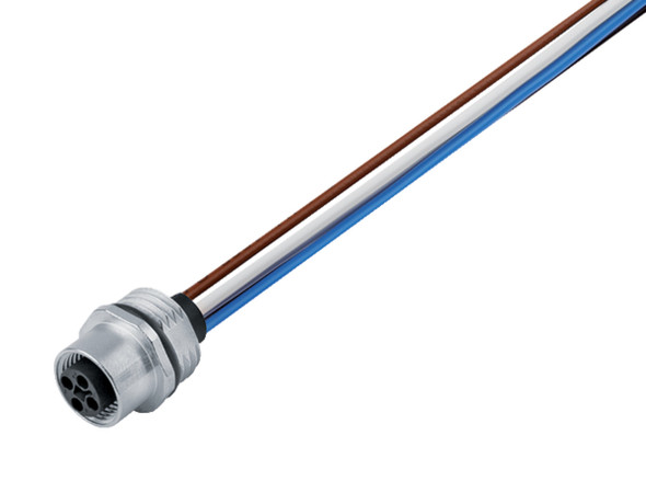  Binder 76-0240-0115-00044-0200 M12-T Female panel mount connector, Contacts: 4, unshielded, single wires, IP68, UL, VDE, M16x1,5 | American Cable Assemblies