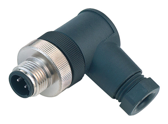 Binder 99-2529-24-03 M12-US Male angled connector, Contacts: 2+PE, 4.0-6.0 mm, unshielded, screw clamp, IP67 | American Cable Assemblies