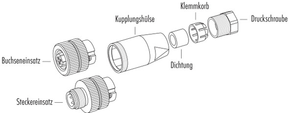 Binder 99-2530-14-03 M12-US Female cable connector, Contacts: 2+PE, 4.0-6.0 mm, unshielded, screw clamp, IP67