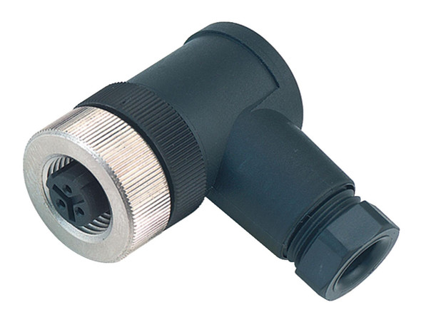 Binder 99-2430-52-03 M12-US Female angled connector, Contacts: 2+PE, 6.0-8.0 mm, unshielded, screw clamp, IP67, UL | American Cable Assemblies