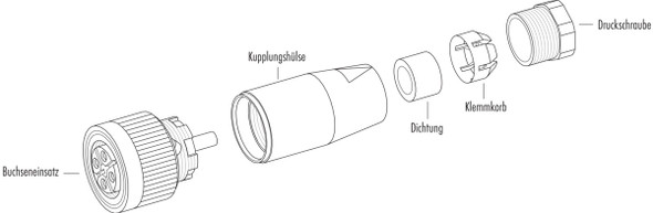 Binder 99-0440-016-04 M18 Female cable connector, Contacts: 4, 10.0-12.0 mm, unshielded, screw clamp, IP67, UL