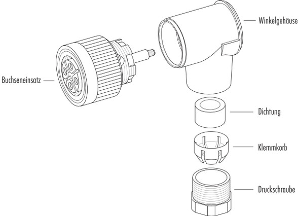 Binder 09-0440-00-04 M18 Female angled connector, Contacts: 4, 6.5-8.0 mm, unshielded, screw clamp, IP67