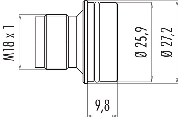 Binder 09-0443-00-04 M18 Adapter connector, Contacts: 4, unshielded, solder, IP67