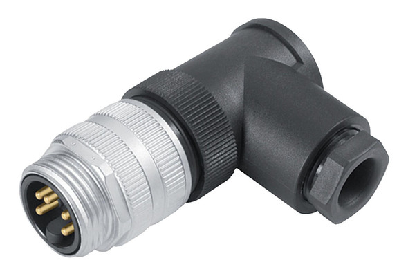 Binder 99-2443-62-04 7/8" Male angled connector, Contacts: 3+PE, 8.0-10.0 mm, unshielded, screw clamp, IP67, UL, VDE | American Cable Assemblies