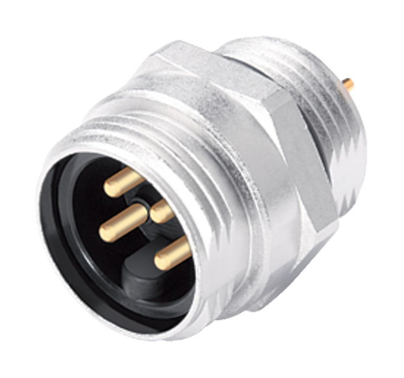 Binder 09-2449-330-04 7/8" Male panel mount connector, Contacts: 4, unshielded, THT, IP68, UL, VDE | American Cable Assemblies