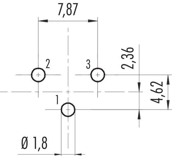 Binder 09-2447-180-03 7/8" Male panel mount connector, Contacts: 2+PE, unshielded, THT, IP68, UL, VDE, front fastened