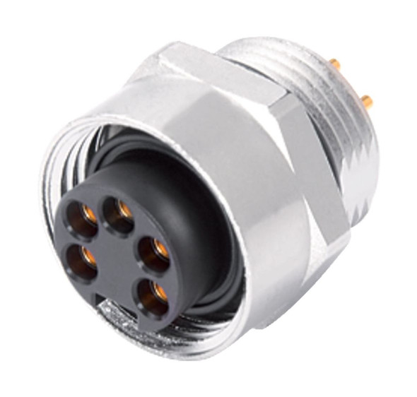 Binder 09-2450-330-05 7/8" Female panel mount connector, Contacts: 4+PE, unshielded, THT, IP68, UL, VDE | American Cable Assemblies