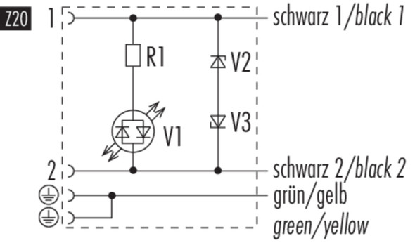 Binder 33-5937-300-520 Size C Female solenoid valve connector, Contacts: 2+2PE, unshielded, moulded on the cable, IP67, PUR, black, Circuit Z20, 3 m