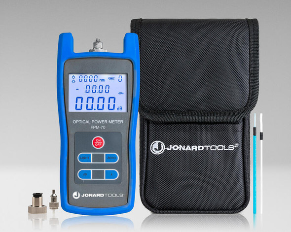 Jonard FPM-70 Fiber Optic Power Meter (-70 to +6 dBm) with FC/SC/LC Adapters | American Cable Assemblies