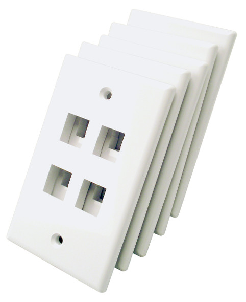 Shaxon SH-BM303WP4-XXB 4 Port Single Gang White Keystone Wall Plate| American Cable Assemblies