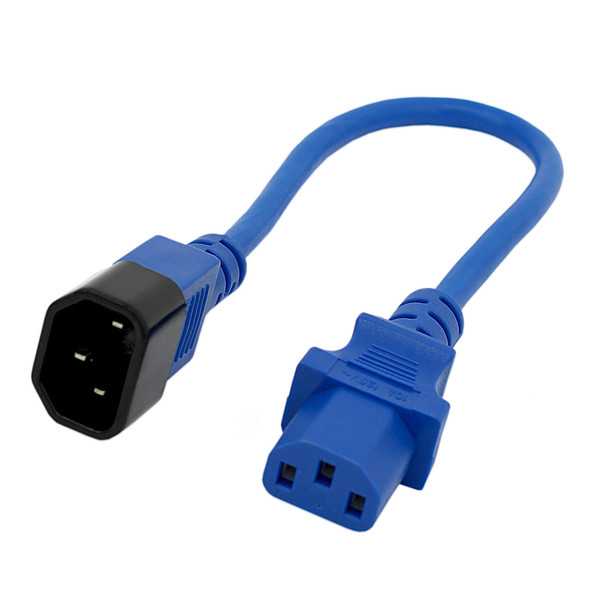 Shaxon SH-PEUL-18-250V-XXBU AC Extension Cord, C13-C14, 18AWG, 10AMP, 250V, SJT, UL, Blue| American Cable Assemblies