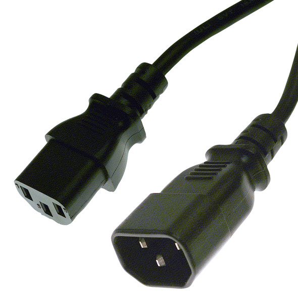 Shaxon SH-PEUL-XX AC Power Extension Cord, IEC60320-C14 (M) To IEC60320-C13 (F), UL, 18 AWG, 3C, PVC Black| American Cable Assemblies