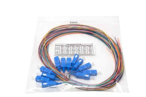 Shaxon SH-01SCUG2J50.9TC123.0M Pigtail SC/UPC 12 Colors SM G657A1 0.9mm OFNR 3M, Tight Buffer| American Cable Assemblies