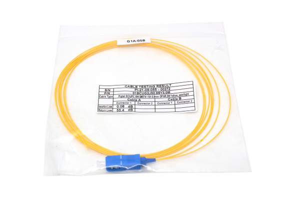Shaxon SH-01SCUG2J50.9SY3.0M Pigtail SC/UPC SM G657A1 SX 0.9mm OFNR 3M Yellow, Semitight| American Cable Assemblies