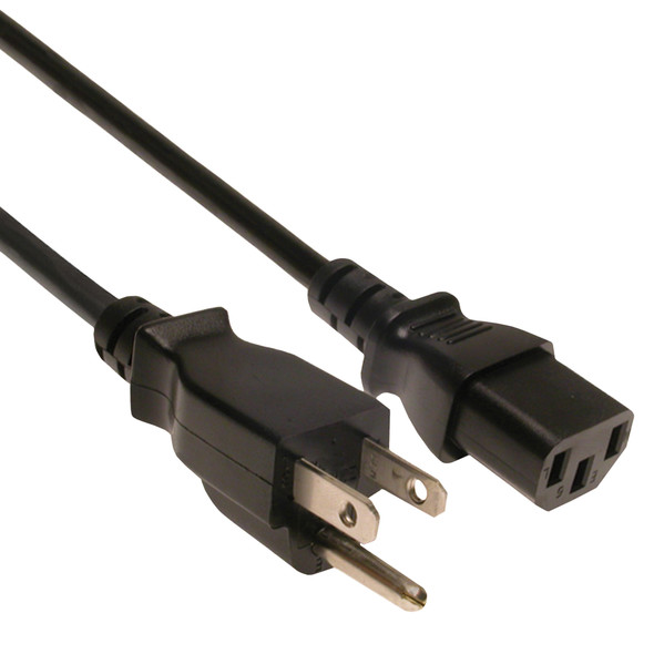 Shaxon SH-POUL-XX Power Cord Nema 5-15P To IEC320-C13 Female, UL/CSA, 18 AWG, 3C, PVC Black| American Cable Assemblies