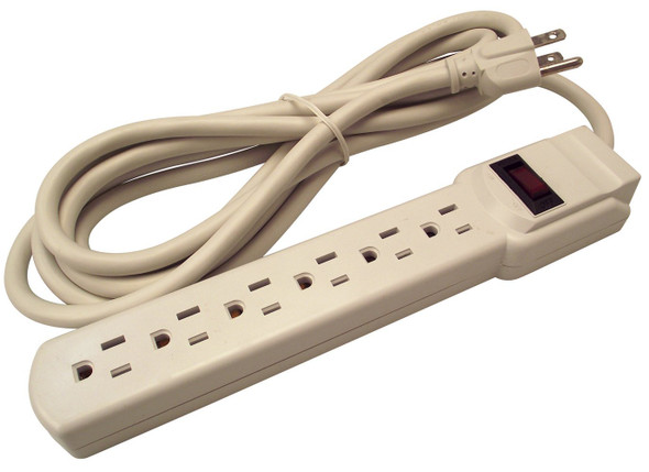 Shaxon SH-PYF-69-12 Power Strip With 6 AC Outlet, 12 Foot Cord, Ivory| American Cable Assemblies