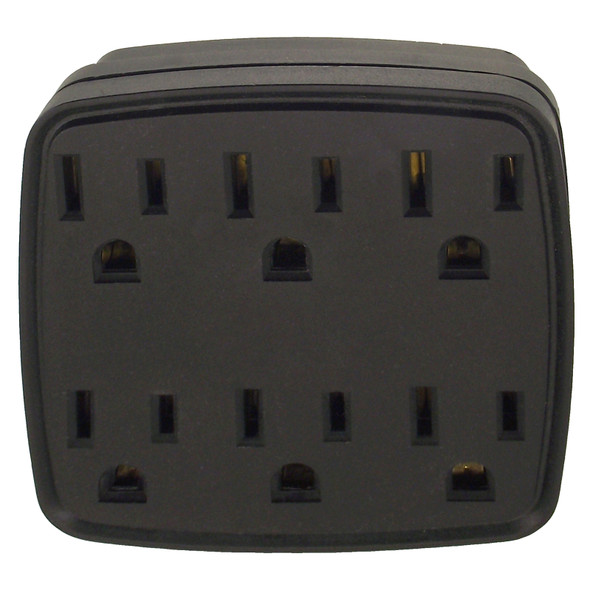 Shaxon SH-PYF-57BK Wall Outlet Power Splitter, 6 AC Outlets, Black| American Cable Assemblies