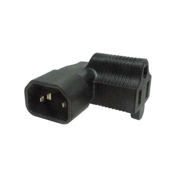 Left Angled NEMA 5-15R to IEC C14 Plug Adapter