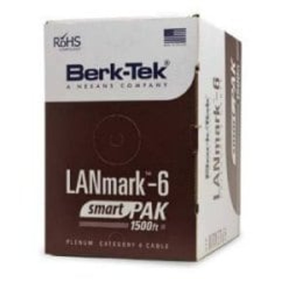 Berk-Tek 11074909 Lanmark-6 Min Compliant, 23 AWG-4Pair Category 6 UTP-CMR Solid BC FEP/FEPVC, Black, Box of 1,500 ft., RoHS