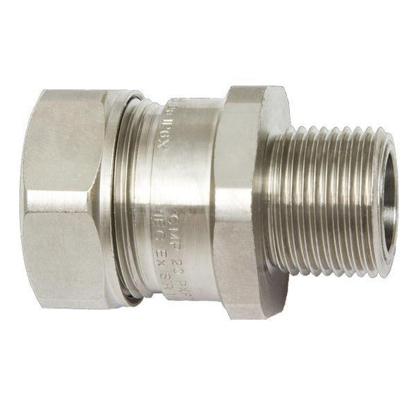 HellermannTyton LTP32-M32-EXD Conduit Fittings & Accessories Hazardous Area Liquid-Tight Flex Met Comp Fitting, Ins Throat, Straight, M32 Metric Thread, 1.0" (32mm) Dia, Metal, 1/pkg | American Cable Assemblies