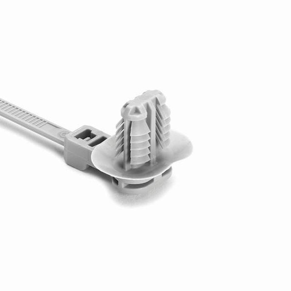 HellermannTyton 157-00225 Cable Tie Mounts 1-Pc Cable Tie/Fir Tree Mount with Disc, 8.5"L, 6.2 - 13.0 mm, PA66HIRHS, Gray, | American Cable Assemblies