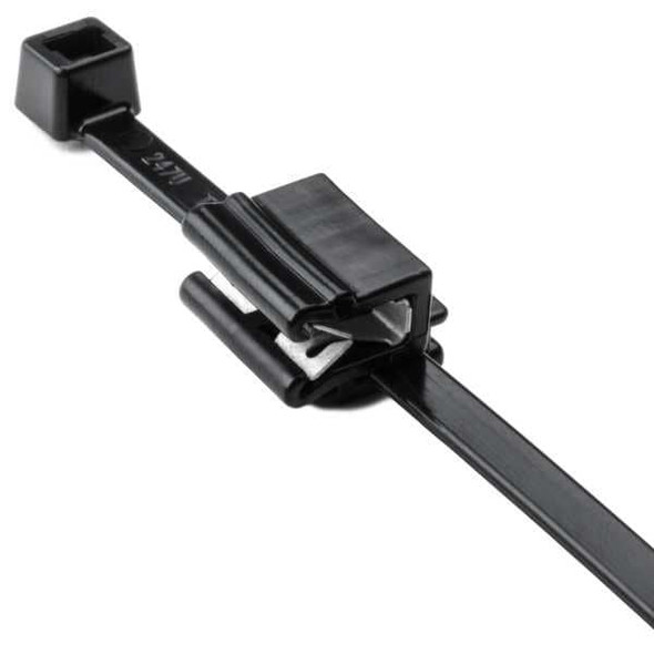 HellermannTyton 156-02225 Cable Tie Mounts 2-Piece Cable Tie & Edge Clip, 8.0" Long, EC5B, 13 mm Panel, 50lb, PA66HIRHSUV/PA66HIRHSUVR5, Bk, 500/pkg | American Cable Assemblies