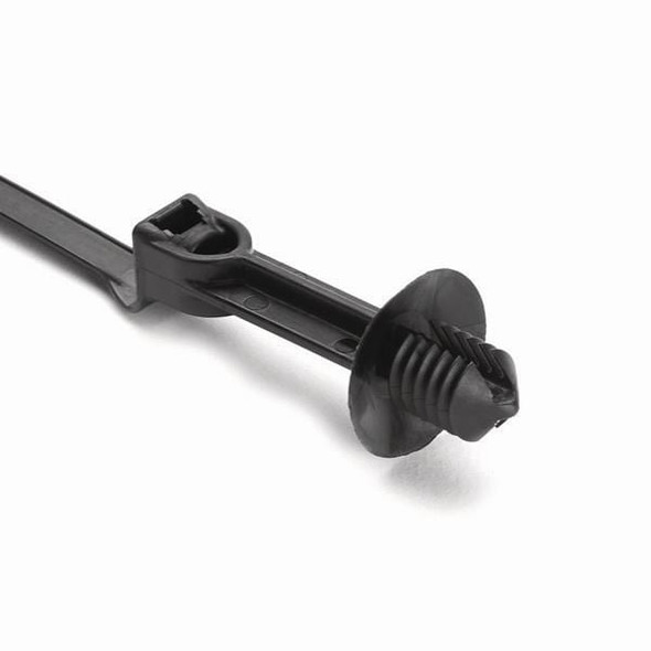 HellermannTyton 157-00196 Cable Tie Mounts 1-Pc Cable Tie/Offset Fir Tree w/Disc, 25 mm, FT6, 9.6"L, 50lb Tensile, PA66HIRHSUV, Black, | American Cable Assemblies