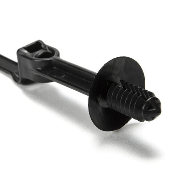 HellermannTyton 157-00199 Cable Tie Mounts 1-Pc Cable Tie/Fir Tree Mount, 12.5mm Offset, 0.26" Hole, 50lb, PA66HIRHSUV, Black, | American Cable Assemblies