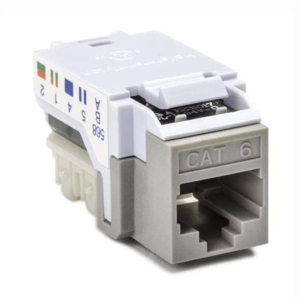 HellermannTyton RJ45FC6-GRY Modular Connectors / Ethernet Connectors Category 6 Modular Keystone Jack, Plenum Rated, Gray, 1/pkg | American Cable Assemblies