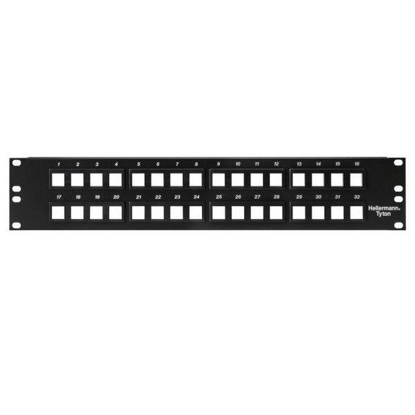 HellermannTyton P108-32-MOD Modular Connectors / Ethernet Connectors Modular Patch Panel 32 Port, 2U, Steel, Black, 1/box | American Cable Assemblies
