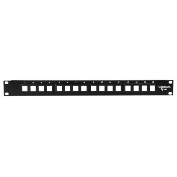 HellermannTyton P108-16-MOD Modular Connectors / Ethernet Connectors Modular Patch Panel 16 Port, 1U, Steel, Black, 1/box | American Cable Assemblies