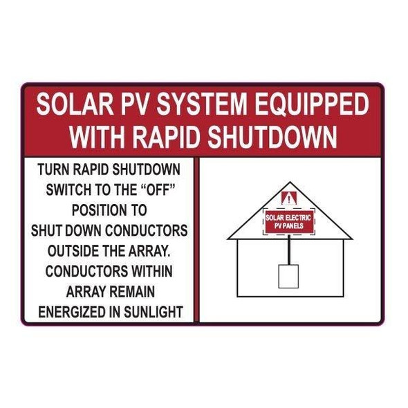 HellermannTyton 596-00889 Labels and Industrial Warning Signs Solar Label, Reflective, SOLAR PV SYSTEMSHUTDOWN, 6.0" x 4.0", VL, Red, 10/pkg | American Cable Assemblies