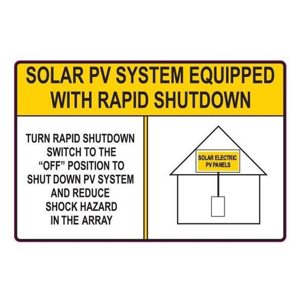 HellermannTyton 596-00888 Labels and Industrial Warning Signs Solar Label, Reflective, SOLAR PV SYSTEMSHUTDOWN, 6.0" x 4.0", VL, Yellow, 10/pkg | American Cable Assemblies