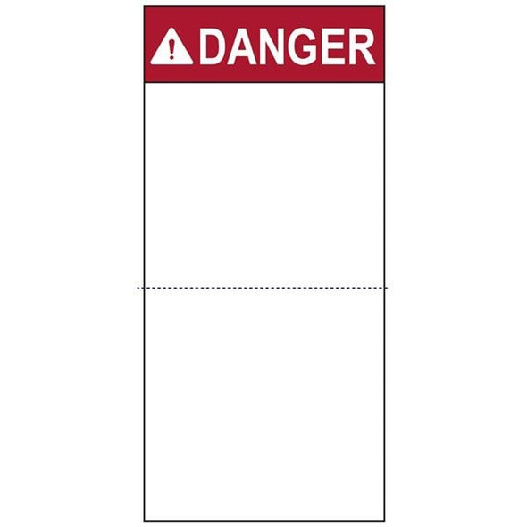 HellermannTyton 596-00993 Labels and Industrial Warning Signs Pre-Printed Header Label, DANGER, Perforated, 2.7" X 5.5", PET, Red, 250/roll | American Cable Assemblies