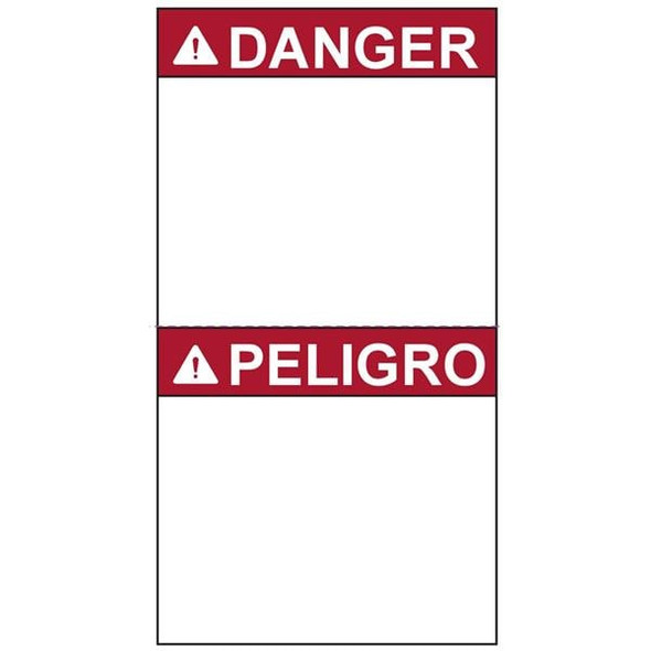 HellermannTyton 596-00995 Labels and Industrial Warning Signs Pre-Printed Header Label, DANGER, English/Spanish, Perforated, 2.75" X 5.0", PET, Red, 250/roll | American Cable Assemblies