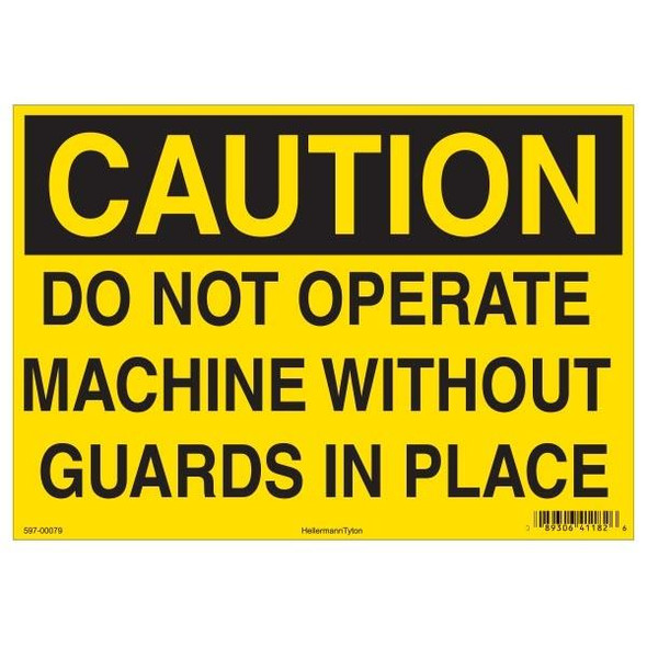 HellermannTyton 597-00079 Labels and Industrial Warning Signs Caution Sign, 7" x 10", Do Not Operate Without Guards, Vinyl, Yellow, 25/pkg | American Cable Assemblies