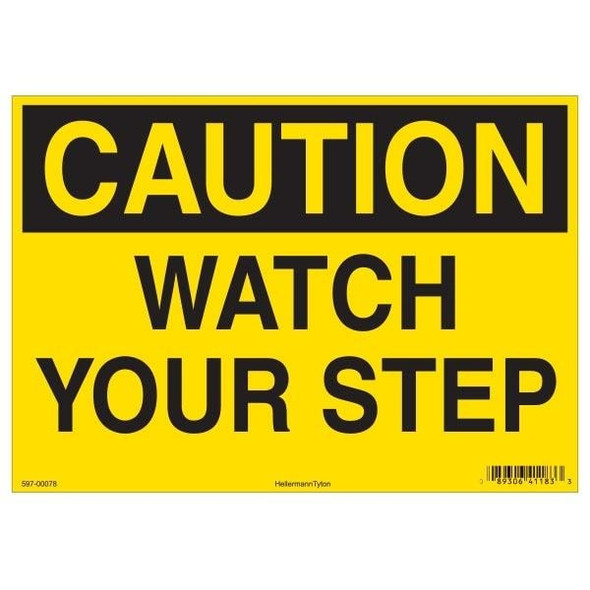 HellermannTyton 597-00098 Labels and Industrial Warning Signs Caution Sign, 10" x 14", Caution Watch Your Step, Vinyl, Yellow, 25/pkg | American Cable Assemblies