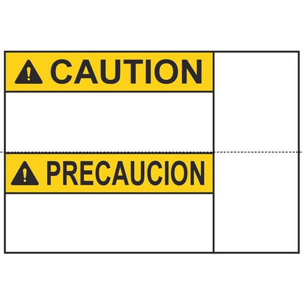 HellermannTyton 596-00996 Labels and Industrial Warning Signs Pre-Printed Header Label, CAUTION, Spanish/English, 5.0" X 3.5", PET, Yellow, 250/roll | American Cable Assemblies
