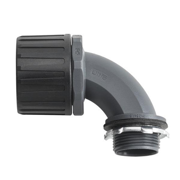 HellermannTyton 166-90787 Conduit Fittings & Accessories HelaGuard NM Ultra IP68 Fitting, 90-Degree Elbow, 0.5" NPT Thread, .50" Dia, PA66, Black, 1/pkg | American Cable Assemblies