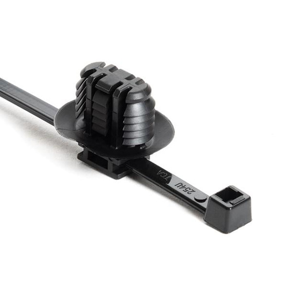 HellermannTyton 156-01641 Cable Tie Mounts 2-Piece Cable Tie/Fir Tree Mount, 8.0" Long, 917 mm Mounting Hole, 50lb, PA66HIRHSUV, Black, 3000/ctn | American Cable Assemblies