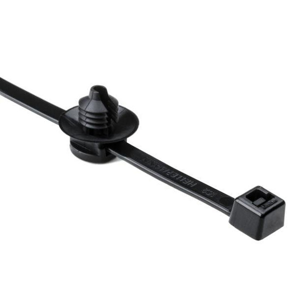 HellermannTyton 156-00054 Cable Tie Mounts 2-Piece Cable Tie/Fir Tree Mount, 12.0"L, .26"-.28" Mounting Hole, 50lb, PA66HS, Black, | American Cable Assemblies